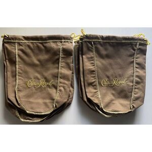 Lot of 10 Crown‎ Royal Brown Drawstring Bags Size M 9-10"